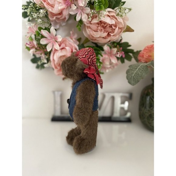 BOYDS BEAR Keep on Riding 8" Biker w Red Bandana‎ Jean Vest Embroidered Vintage - Picture 7 of 16